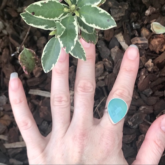 boutique Jewelry - aqua CHALCEDONY gemstone STERLING SILVER RING 8